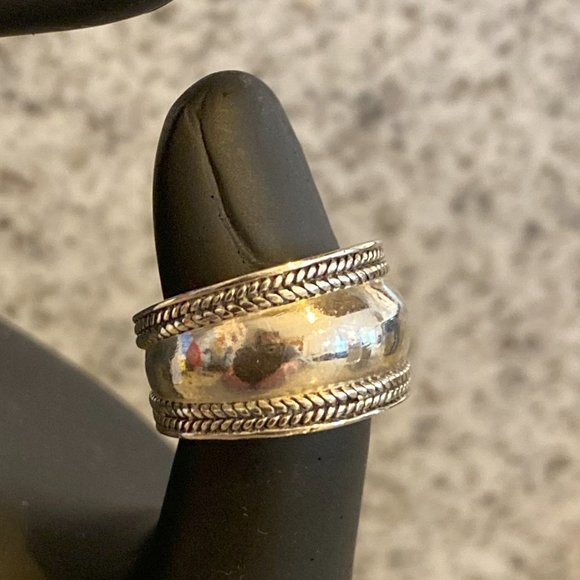 Vintage .925 Sterling Silver Cigar Band Ring, EUC - Picture 2 of 6